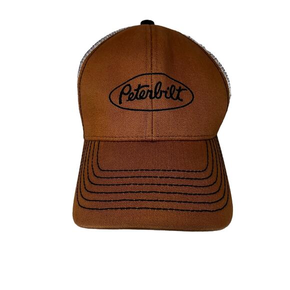 Peterbilt Brown Logo On Mesh Snap Back Hat - Picture 1 of 4